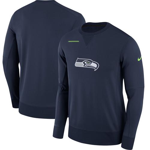 Men's Seattle Seahawks Nike Navy Sideline Team Logo Performance Sweatshirt